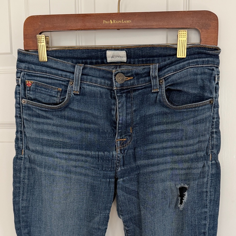 Hudson Women's Distressed Dark Blue Skinny Jeans